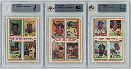1974 Topps Hank Aaron Special BVG Graded Lot (3)