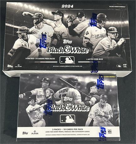 2023 & 2024 Topps Black & White Baseball Hobby Box Sealed Lot (2)