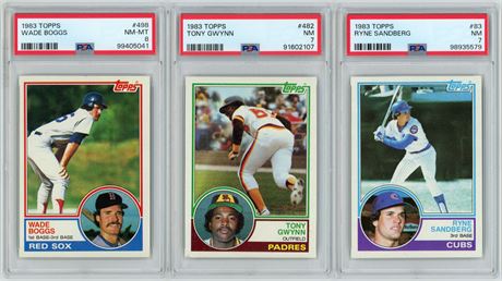 1983 Topps Baseball PSA Graded Lot (3) w/ Sandberg RC, Gwynn RC, and Boggs RC