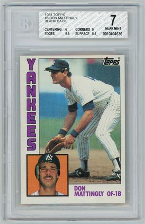 1984 Topps #8 Don Mattingly RC Blank Back BGS 7 NM