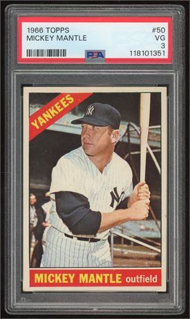 1966 Topps #50 Mickey Mantle PSA 3 VG
