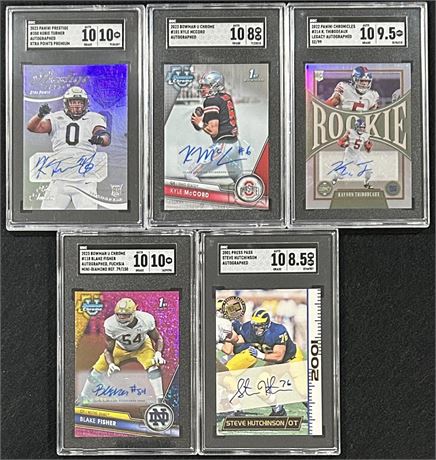 Modern/Ultra Modern Football Graded Autograph Lot (9) w #'d & Hutchinson HOF RC