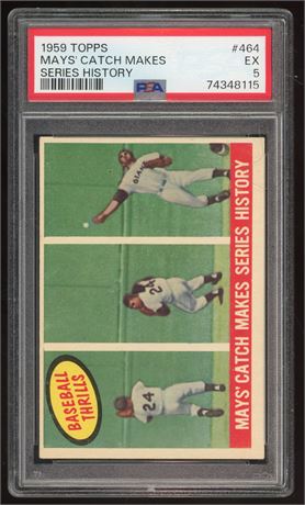 1959 Topps #464 Mays' Catch Makes Series History PSA 5 EX