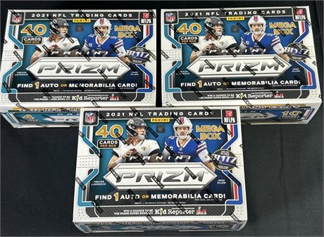 2021 Prizm Football Mega Box Lot (3) Factory Sealed
