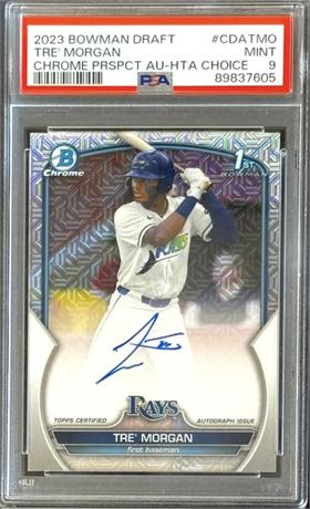 2023 Bowman Draft Tre' Morgan Chrome Prospects Auto HTA Choice 70/150 PSA 9 MINT