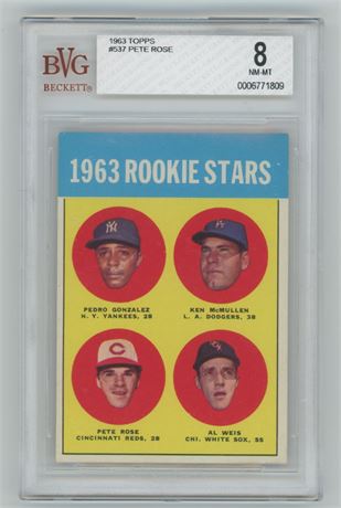 1963 Topps #537 Pete Rose RC BVG 8 NMMT Gorgeous Color