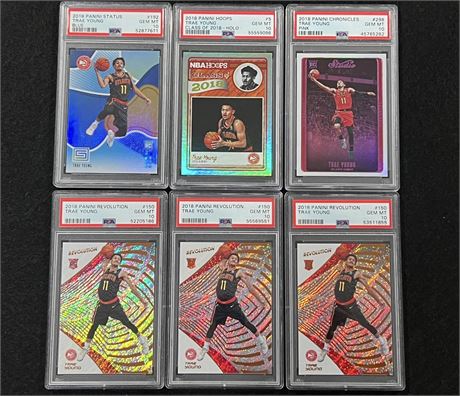 2018 Panini Trae Young PSA 10 Graded RC Lot (6) with Holo and Color