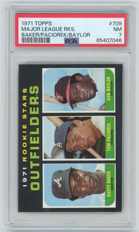 1971 Topps #709 Rookie Stars Baker/Baylor RC Hi# PSA 7 NM
