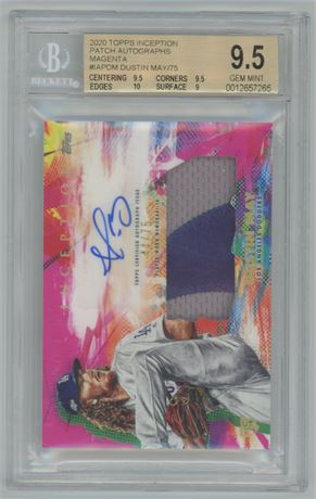 2020 Topps Inception Dustin Mays Patch RC Autos Magenta 44/75 BGS 9.5 / 10