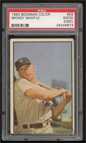 1953 Bowman Color #59 Mickey Mantle PSA 2(MC)