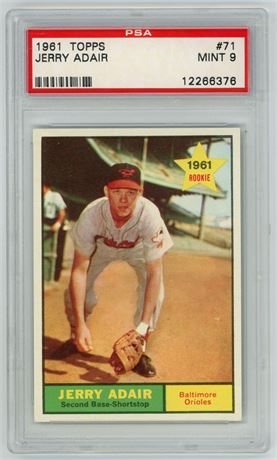 1961 Topps #71 Jerry Adair RC PSA 9 Only 3 Higher