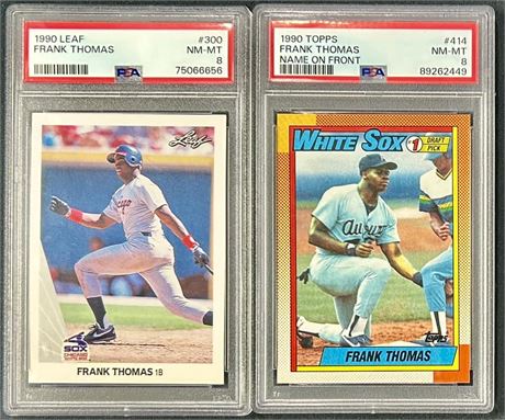 1990 Leaf & Topps Frank Thomas RC PSA 8 Lot