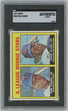 1967 Topps #569 Rod Carew RC SGC Authentic Nice Centering (3 Wrinkles)