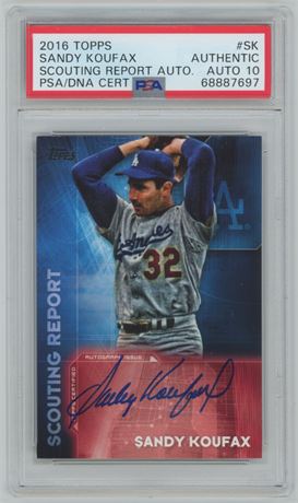 2016 Topps Scouting Report Auto Sandy Koufax PSA Authentic / Auto 10