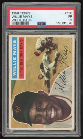 1956 Topps #130 Willie Mays White Back PSA 1.5 FAIR