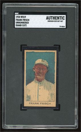 1920 W519 Unnumbered Strip Card Frank Frisch Hand Cut HOF SGC Authentic Min Size