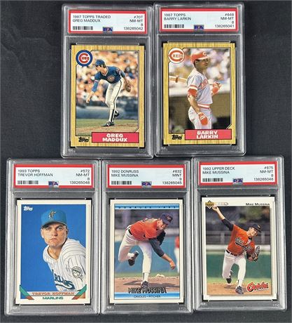 1987-1993 UD/Topps/Donruss Baseball HOF RC PSA Graded Lot (5)