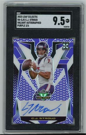 2023 Leaf Eclectic CJ Stroud Valiant Autographed Purple 3/6 SGC 9.5 MT+