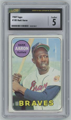1969 Topps #100 Hank Aaron CSG 5 EX