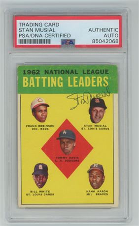 1963 Topps #1 NL Batting Leaders Stan Musial Autograph PSA Authentic Auto