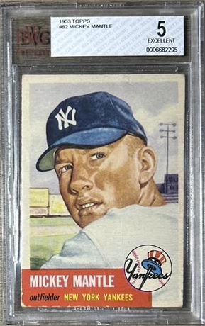 1953 Topps #82 Mickey Mantle BVG 5 EX