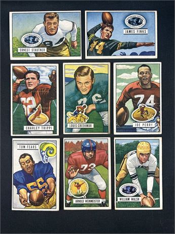 1951 Bowman Football Star Lot (8) w/ Perry, Fears, Trippi & More