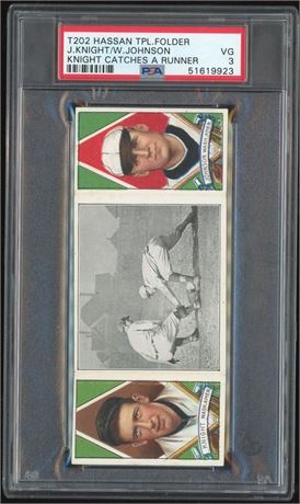 1912 T202 Hassan J.Knight/Walter Johnson "Knight Catches a Runner" PSA 3 VG