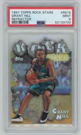 1997 Topps Rock Stars Grant Hill Refractor Die-Cut Insert PSA 9 MINT