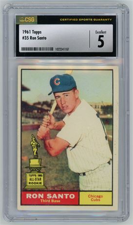 1961 Topps #35 Ron Santo All-Star Rookie CSG 5 EX