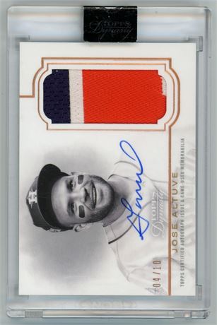2020 Topps Dynasty 4/10 Jose Altuve Dynastic Data 3 Color Patch & On Card Auto