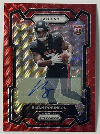 2023 Panini Prizm #305 Bijan Robinson RC Auto Red Wave 91/149