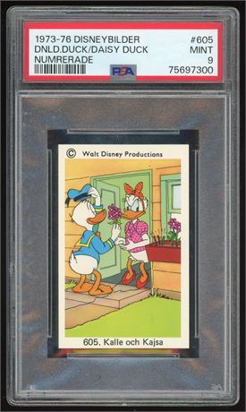1973-76 Disneybilder #605 Numrerade Donald Duck/Daisy Duck PSA 9 MINT