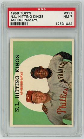 1959 Topps #317 NL Hitting Kings Ashburn/Mays PSA 7 NM (READ)