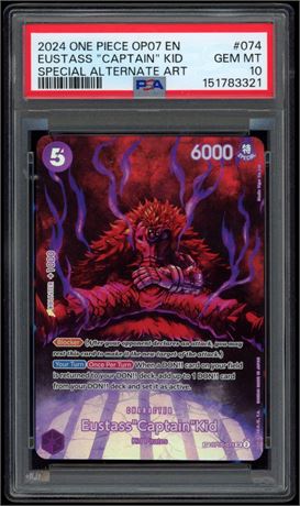 2024 One Piece OP07 En #074 Eustass "Captain" Kid Special Alternate Art PSA 10