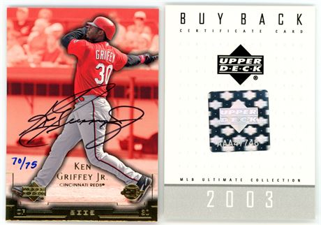 2004 Upper Deck Buyback #36 Ken Griffey Jr 2003 Card 70/75 w/ On Card Auto