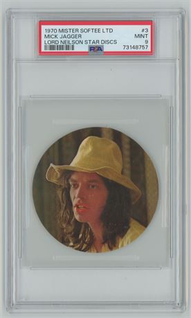 1970 Mister Softee LTD Lord Neilson Star Discs #3 Mick Jagger PSA 9 MINT