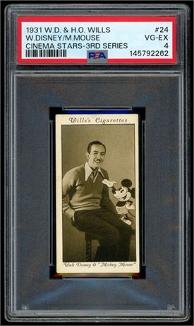 1931 WD & HO Willis Cinema Stars-3rd Series #24 Walt Disney/Mickey Mouse PSA 4