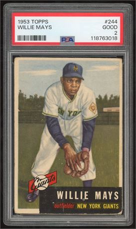 1953 Topps #244 Willie Mays Hi# SP PSA 2 GOOD
