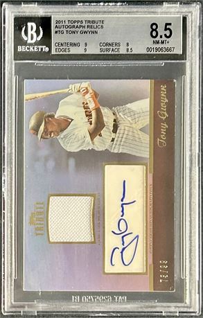 2011 Topps Tribute Autograph Relics Tony Gwynn 73/99 BGS 8.5 Auto 10