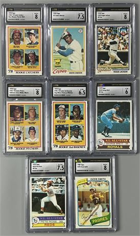 1978-80 Topps CSG Graded Star Lot (8) w/ Jackson, Morris, Murphy, Dawson, Rose