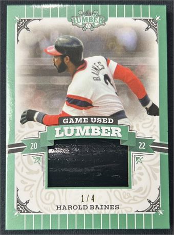 2022 Leaf Lumber Harold Baines Game Used Bat Relic Emerald Edition 1/4