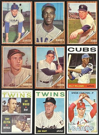 (9) 1960s Topps Baseball Stars/HOF Lot ~EX