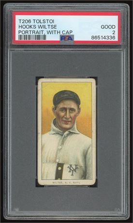 1909-1911 T206 Tolstoi Hooks Wiltse Portrait With Cap PSA 2 GOOD Pop 3
