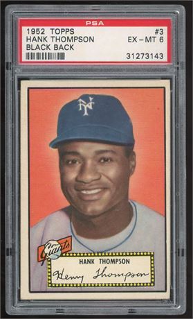 1952 Topps #3 Hank Thompson Black Back PSA 6 EXMT