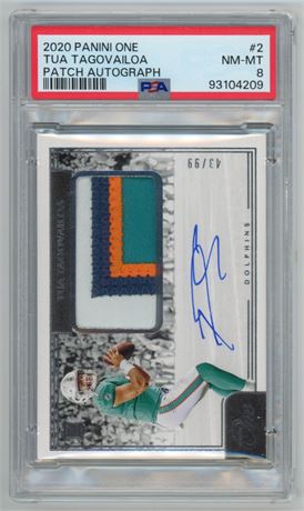 2020 Panini One #2 Tua Tagolailoa RPA 43/99 PSA 8 NMMT