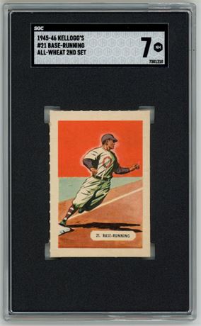 1945 Kellogg's #21 Base-Running All-Wheat 2nd Set SGC 7 NM Only SGC Example