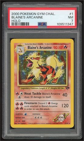 2000 Pokemon Gym Challenge #1 Blaine's Arcanine Holo PSA 7 NM