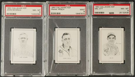 1950 Callahan HOF PSA Graded Lot (3) w/ Ott, McGraw, & Frisch