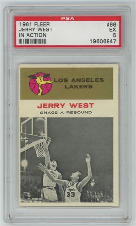 1961 Fleer #66 Jerry West "The Logo" RC In Action PSA 5 EX
