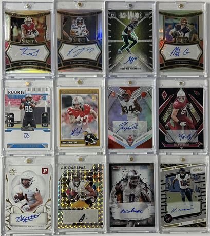 2024-2025 NFL Autograph Lot (12) w/ McBride, Scattebo, Collins, and More